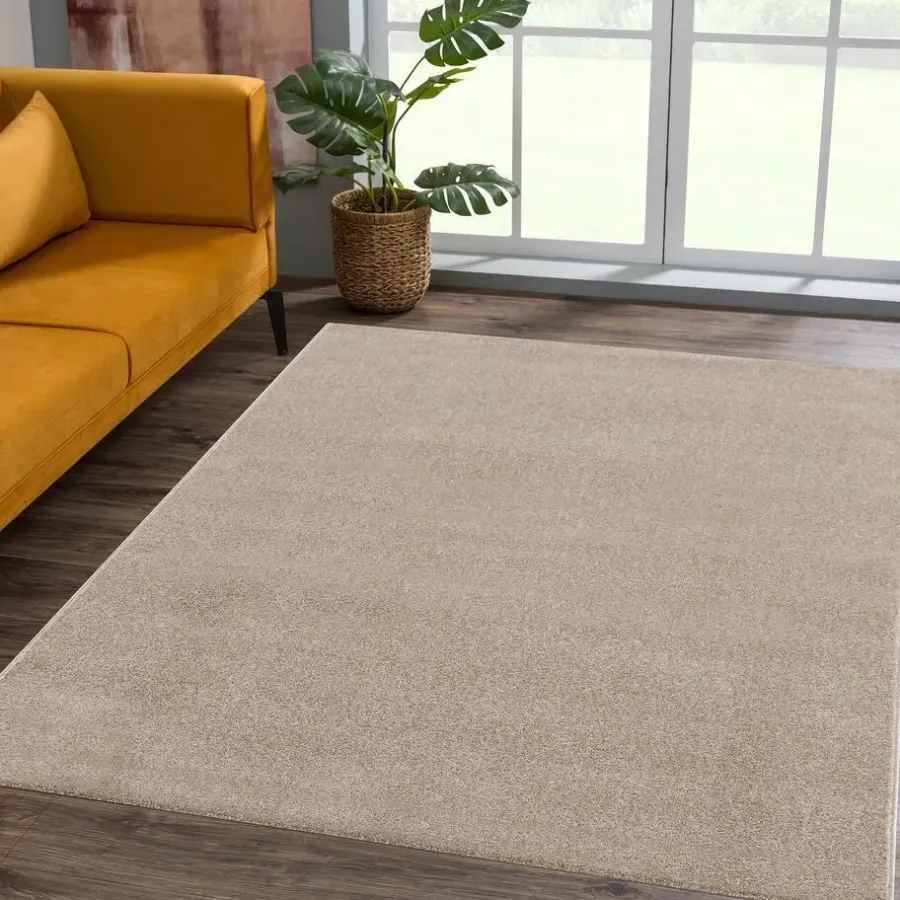 Laagpolige Vloerkleden-Muratap Uni Effen Laagpolig Vloerkleed Modern Beige - 200x290 CM