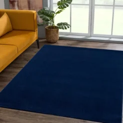 Muratap Uni Effen Laagpolig Vloerkleed Modern Donker Blauw Navy - 140x200 CM