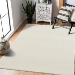 Vloerkleden|Laagpolige Vloerkleden-Muratap Uni Effen Laagpolig Vloerkleed Modern Creme - 250x250 CM Vierkant