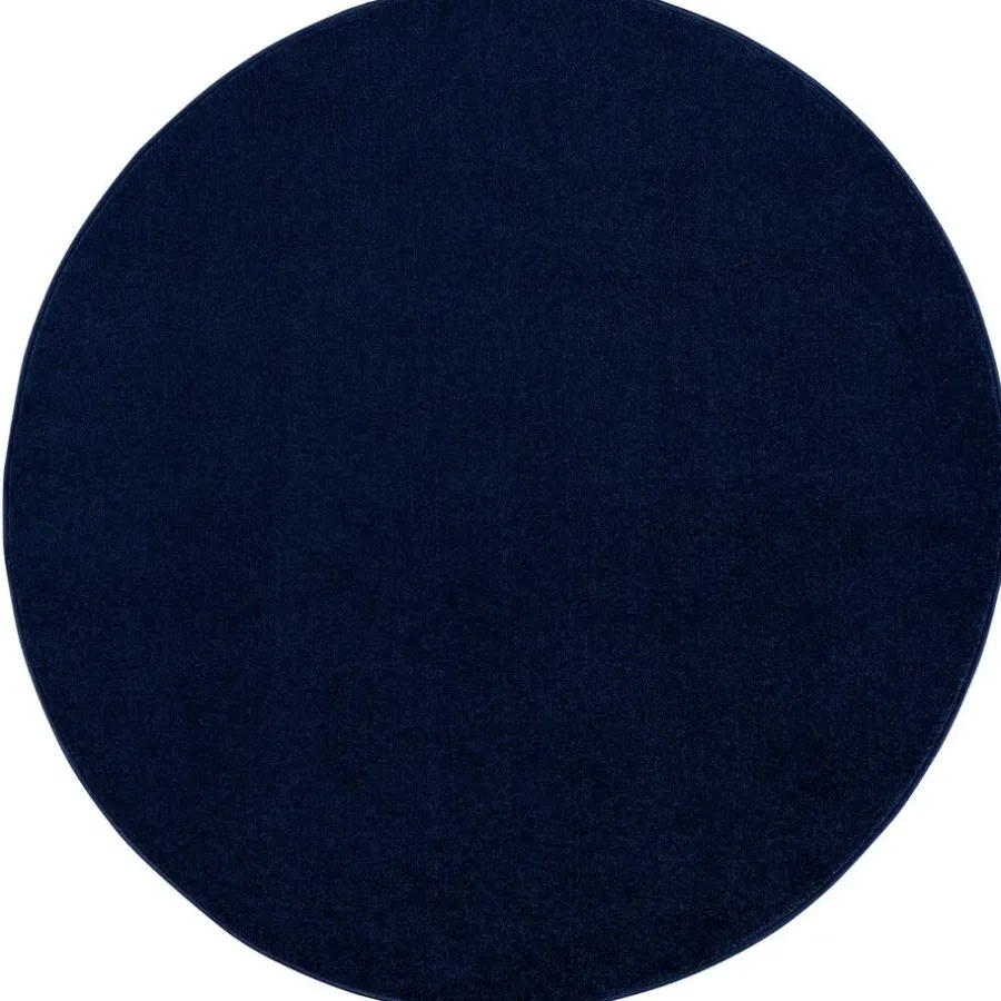 Muratap Uni Rond Effen Laagpolig Vloerkleed Modern Donker Blauw Navy - 120 CM ROND