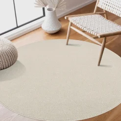 Muratap Uni Rond Effen Laagpolig Vloerkleed Modern Creme - 200 CM ROND