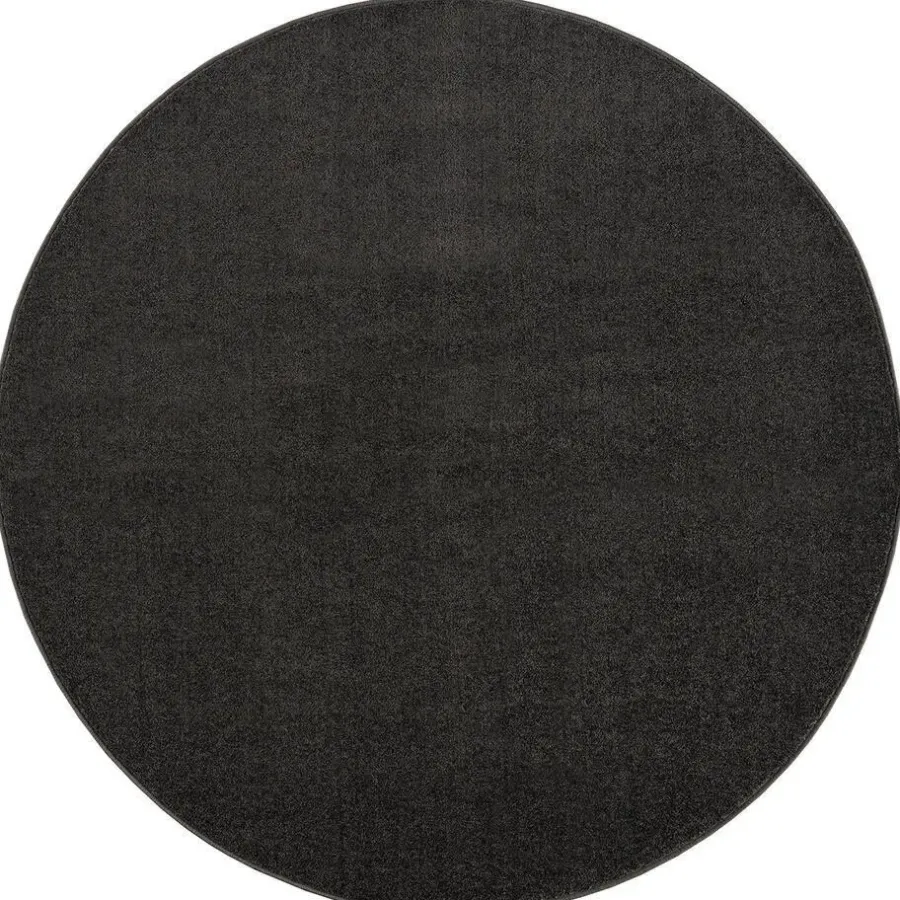 Laagpolige Vloerkleden|Ronde Vloerkleden-Muratap Uni Rond Effen Laagpolig Vloerkleed Modern Donker Grijs - 240 CM ROND