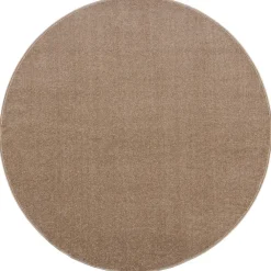 Ronde Vloerkleden-Muratap Uni Rond Effen Laagpolig Vloerkleed Modern Beige - 120 CM ROND