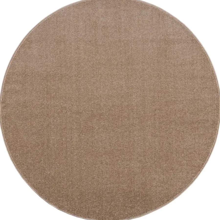Ronde Vloerkleden-Muratap Uni Rond Effen Laagpolig Vloerkleed Modern Beige - 120 CM ROND