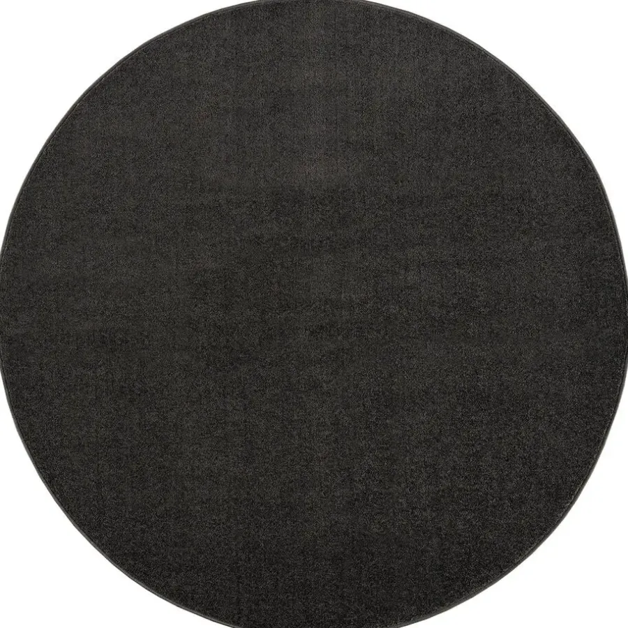 Muratap Uni Rond Effen Laagpolig Vloerkleed Modern Donker Grijs - 300 CM ROND