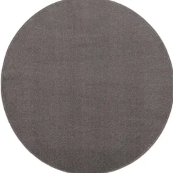 Ronde Vloerkleden-Muratap Uni Rond Effen Laagpolig Vloerkleed Modern Grijs - 120 CM ROND