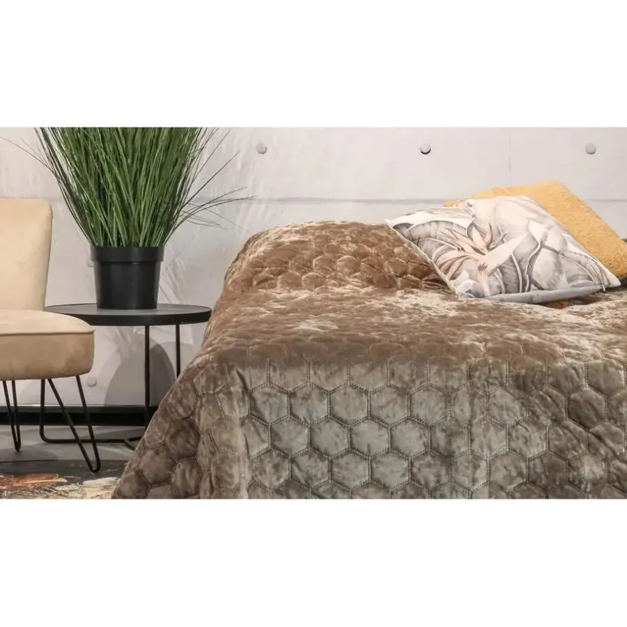 Plaids-Unique Living - Bedsprei Peggy 220x220cm taupe
