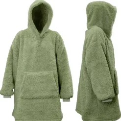 Plaids-Unique Living - Hoodie Teddy Tea Green -70x57x87cm