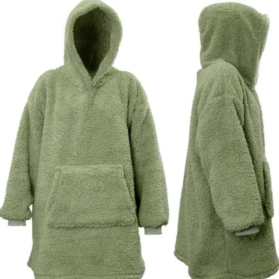 Plaids-Unique Living - Hoodie Teddy Tea Green -70x57x87cm