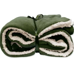 Plaids-Unique Living - Lars Coral Fleece/suede Plaid 150x200cm Winter Green