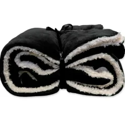 Plaids-Unique Living - Lars coral fleece/suede plaid 150x200cm black