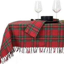 Unique Living - Tafelkleed Xmas Tartan - 150x250cm - Red