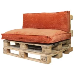 Palletkussens-Unique Living Palletkussen Rugkussen Velours Terracotta - 120 x 40 cm