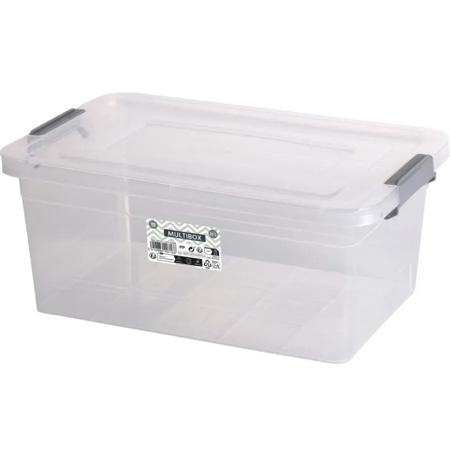 Urban Living Opberg box - 20 ltr - 32 x 48 x 19 cm - deksel en clips