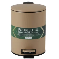 Prullenbakken-Urban Living Pedaalemmer Toulon - beige - 3L - metaal