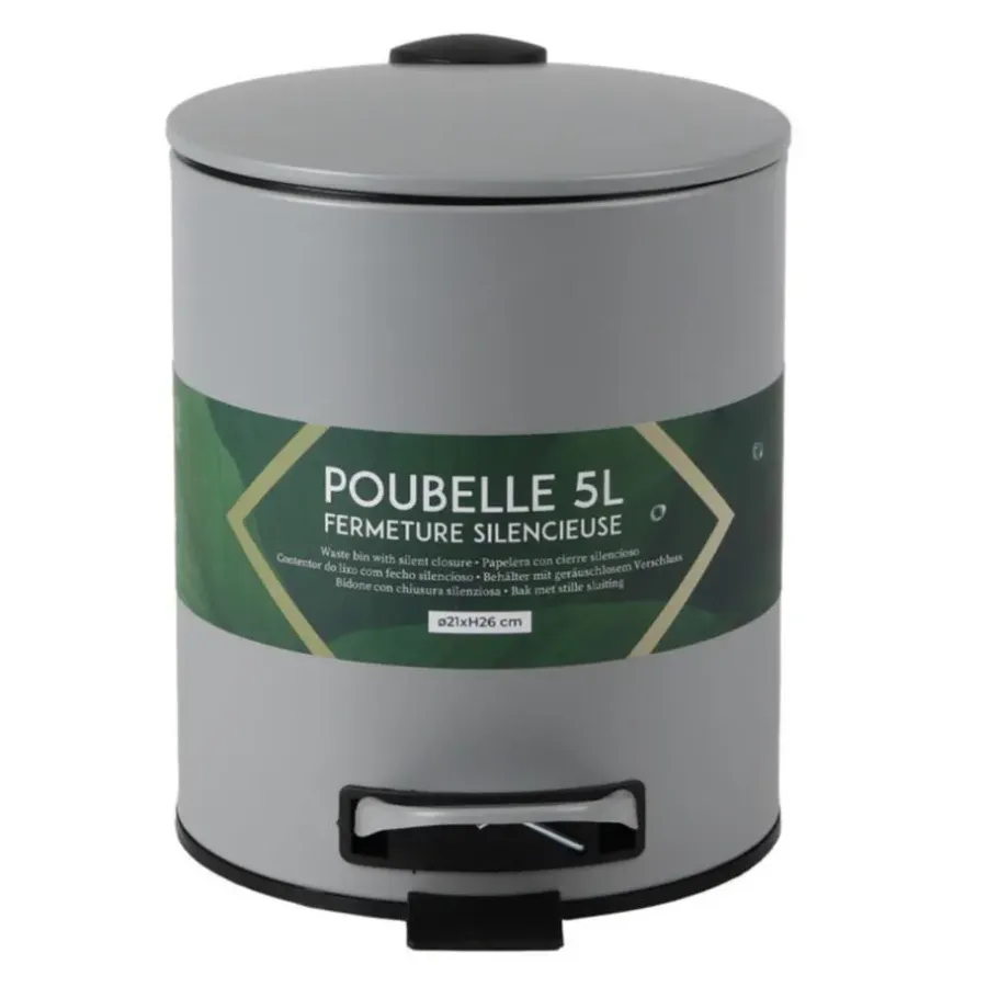 Prullenbakken-Urban Living Pedaalemmer Toulon - betongrijs - 5L - metaal