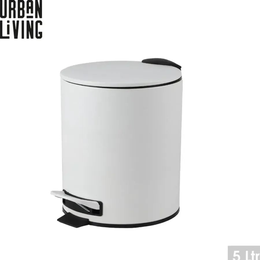 Prullenbakken-Urban Living Pedaalemmer Toulon - ivoor wit - 5L - metaal