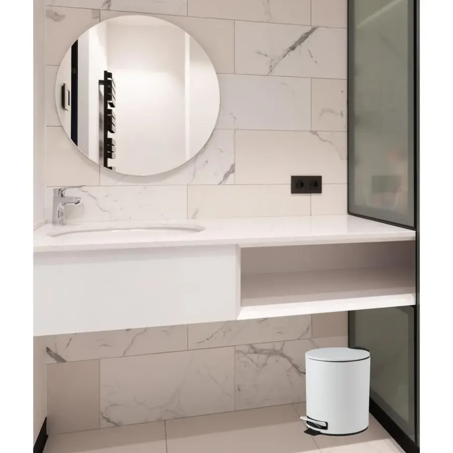Prullenbakken-Urban Living Pedaalemmer Toulon - ivoor wit - 5L - metaal