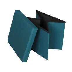 Poefen-Urban Living poef/hocker/opbergbox - zeeblauw - mdf/stof - 38 x 38 cm
