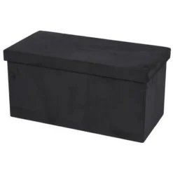 Poefen-Urban Living poef/hocker/opbergbox - zwart - mdf - 76 x 38 x 38 cm