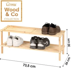Kledingopbergers-Urban Living Schoenenrek - hout - 2-laags - 74 x 26 x 20 cm