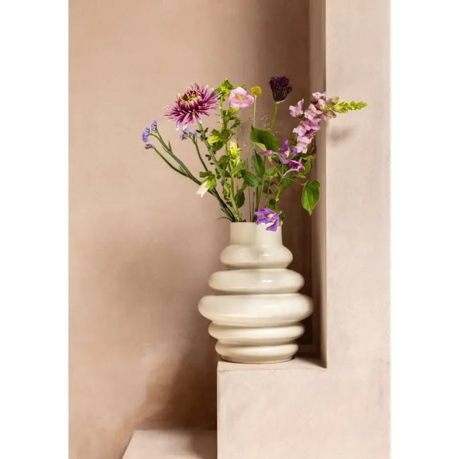 Leen Bakker Vaas Arnica - off-white - keramiek - 30xØ25 cm