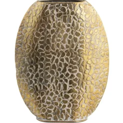 Leen Bakker Vaas Riv - goudkleur - metaal - ovaal - 35x28x8,5 cm