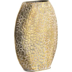 Leen Bakker Vaas Riv - goudkleur - metaal - ovaal - 35x28x8,5 cm
