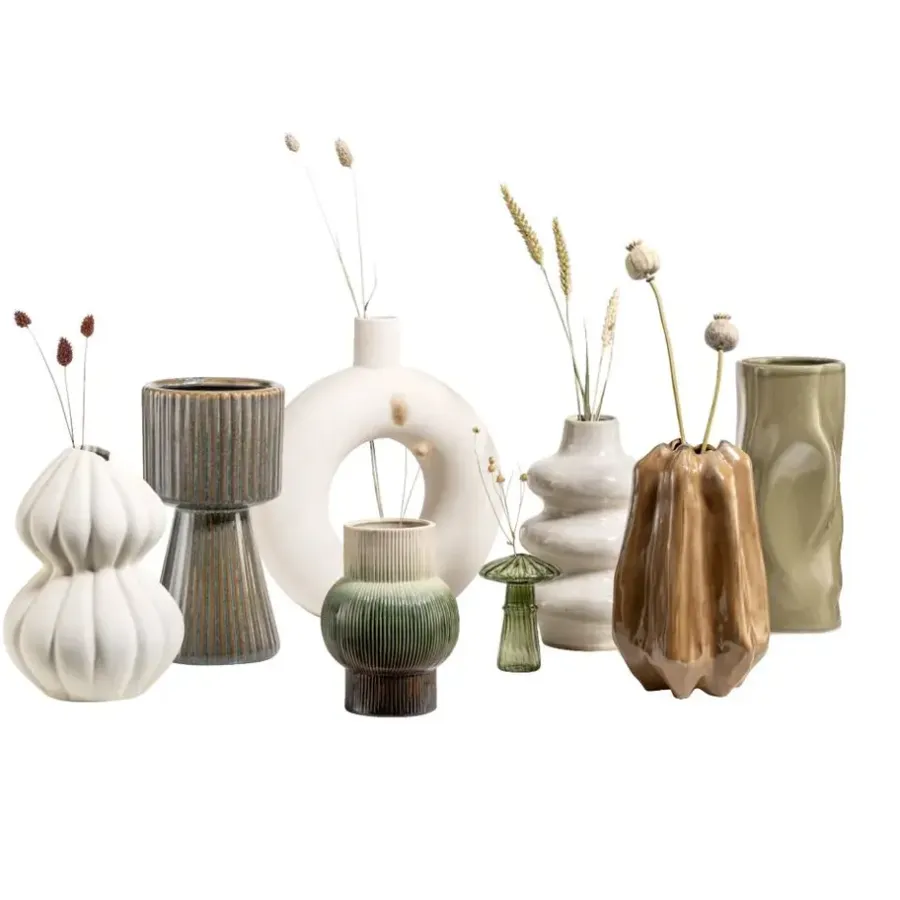 Leen Bakker Vaas Sereen - off-white - keramiek - 26xØ18,5 cm