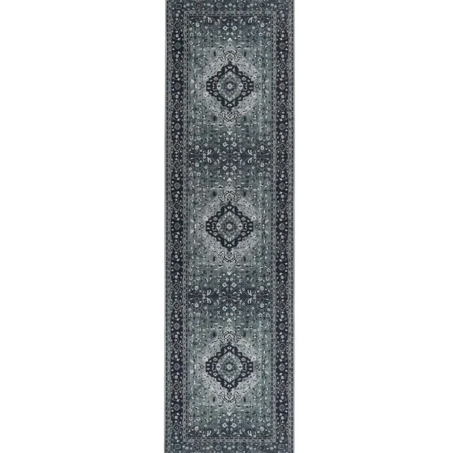 Beliani VADKADAM - Laagpolig vloerkleed - Grijs - 80 x 300 cm - Polyester