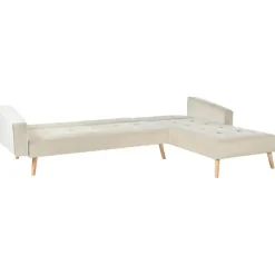 Leen Bakker VADSO - Hoekslaapbank - Lichtbeige - Linkszijdig - Fluweel