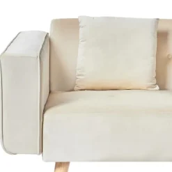 Leen Bakker VADSO - Hoekslaapbank - Lichtbeige - Linkszijdig - Fluweel
