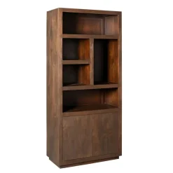 Wandkasten-StarFurn Vakkenkast Bruin Hout - 90x45x200cm - Brussel