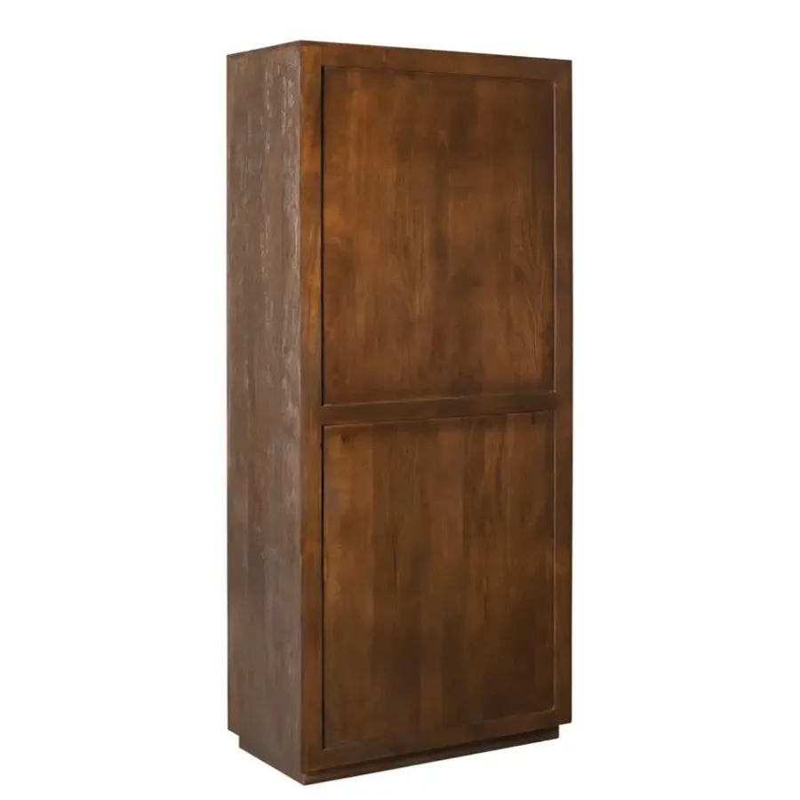 Wandkasten-StarFurn Vakkenkast Bruin Hout - 90x45x200cm - Brussel