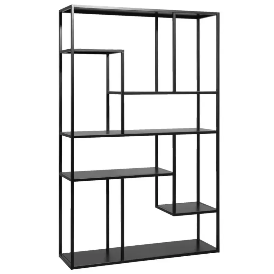 Wandkasten-Leen Bakker Vakkenkast Stan - zwart - metaal - 188x120x35 cm