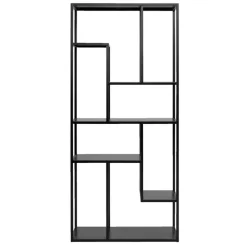 Leen Bakker Vakkenkast Stan - zwart - metaal - 188x85x35 cm