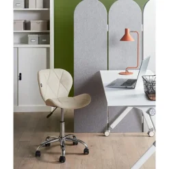 Bureaustoelen|Bureaustoelen-Leen Bakker VALETTA - Bureaustoel - Beige - Kunstleer