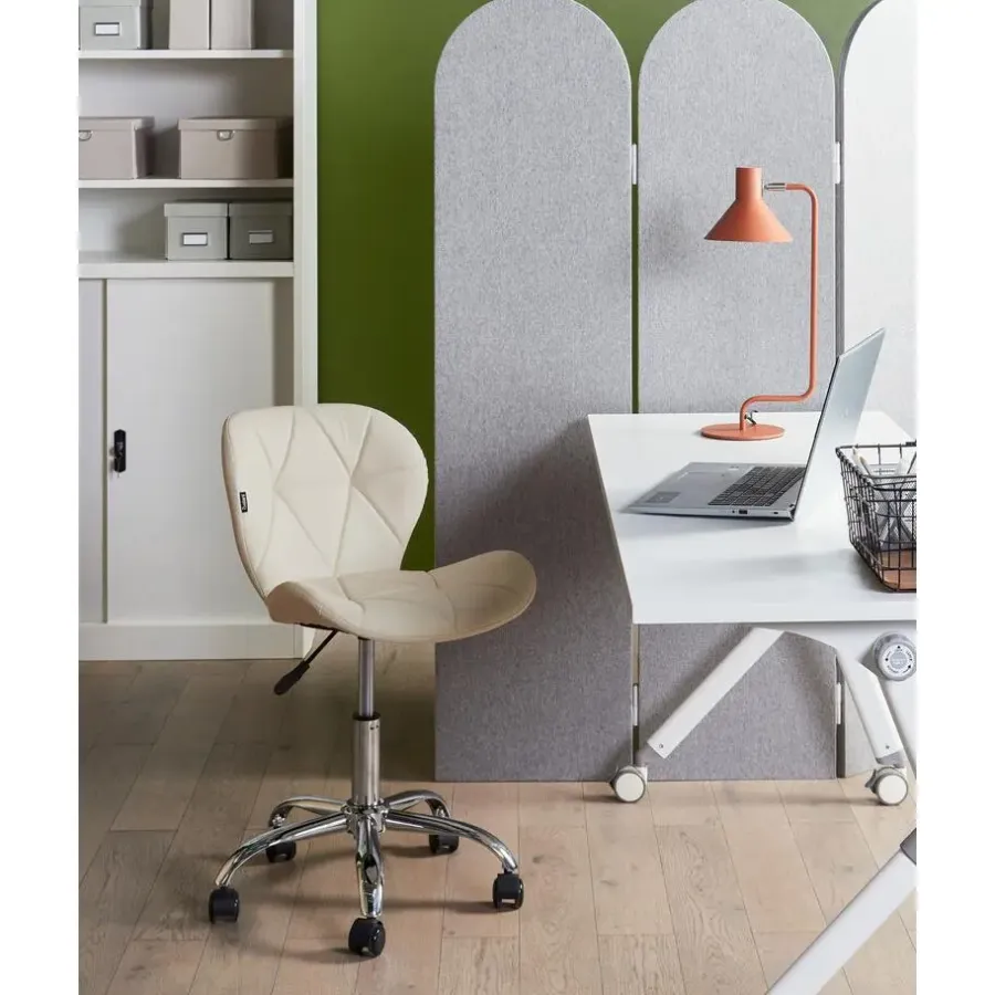 Bureaustoelen|Bureaustoelen-Leen Bakker VALETTA - Bureaustoel - Beige - Kunstleer