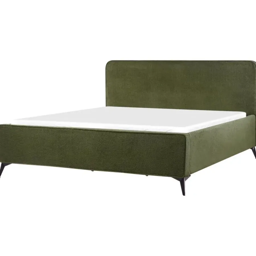 Beliani VALOGNES - Bed - Donkergroen - 180 x 200 cm - Bouclé