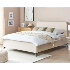 Beliani VALOGNES - Tweepersoonsbed - Beige - 160 x 200 cm - Corduroy
