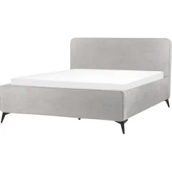 Beliani VALOGNES - Tweepersoonsbed - Lichtgrijs - 160 x 200 cm - Corduroy