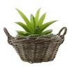 Opbergmanden-Van der Leeden Mand met hengsels - bruin - D43 x H18 cm -rotan