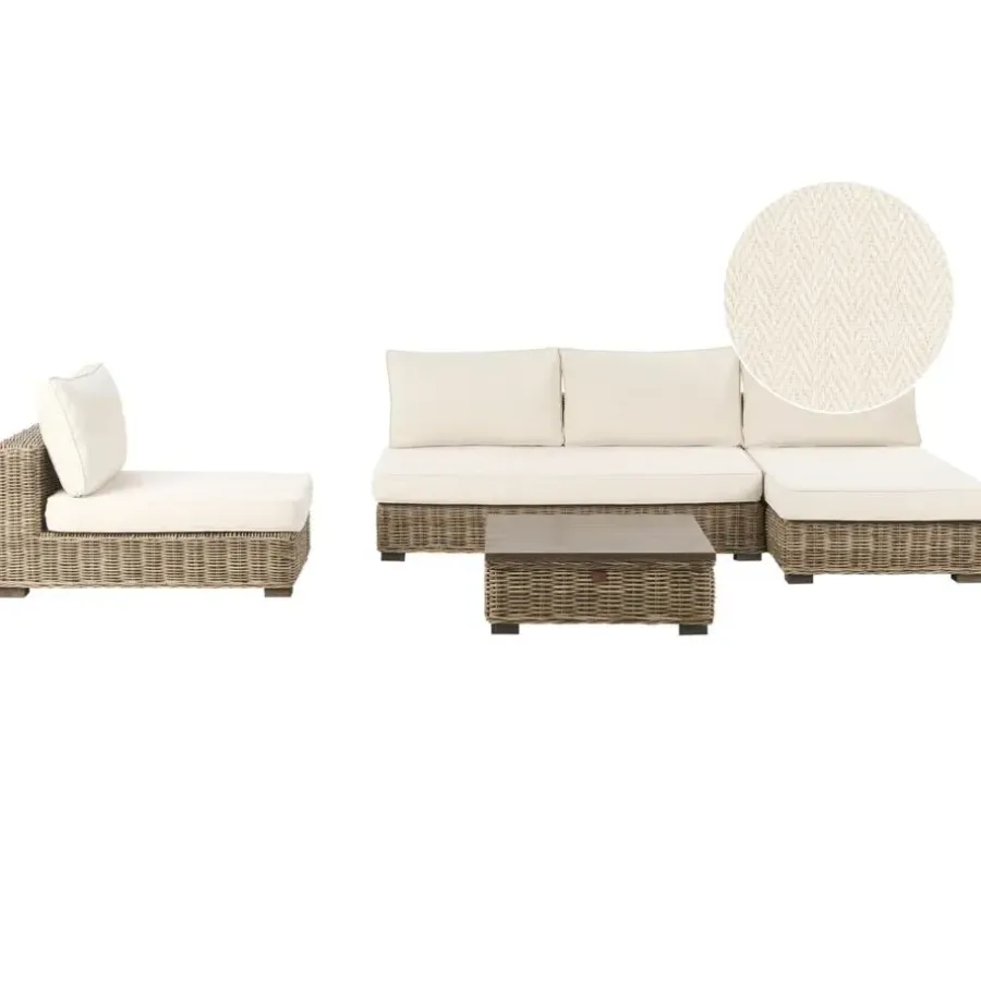 Leen Bakker VARALLO - Loungeset 4-zits - Gebroken wit - Linkszijdig - Rotan