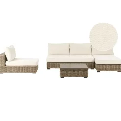 Leen Bakker VARALLO - Loungeset 4-zits - Gebroken wit - Linkszijdig - Rotan