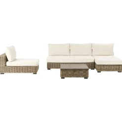 Leen Bakker VARALLO - Loungeset 4-zits - Gebroken wit - Linkszijdig - Rotan