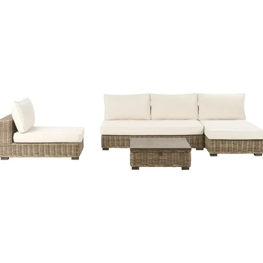 Leen Bakker VARALLO - Loungeset 4-zits - Gebroken wit - Linkszijdig - Rotan