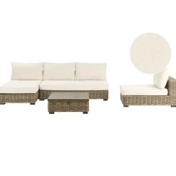 Loungesets-Leen Bakker VARALLO - Loungeset 4-zits - Gebroken wit - Rechtszijdig - Rotan