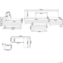 Loungesets-Leen Bakker VARALLO - Loungeset 4-zits - Gebroken wit - Rechtszijdig - Rotan