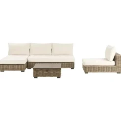 Loungesets-Leen Bakker VARALLO - Loungeset 4-zits - Gebroken wit - Rechtszijdig - Rotan