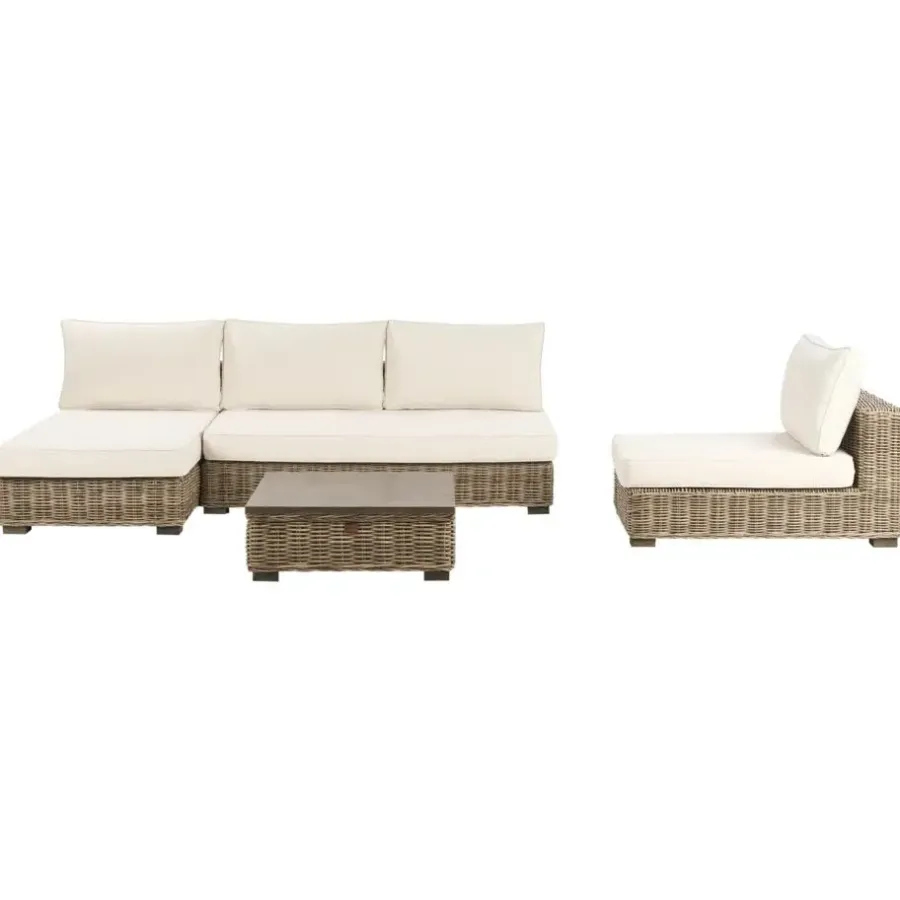 Loungesets-Leen Bakker VARALLO - Loungeset 4-zits - Gebroken wit - Rechtszijdig - Rotan